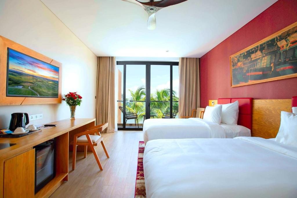Phòng Deluxe 2 giường đơn với ban công