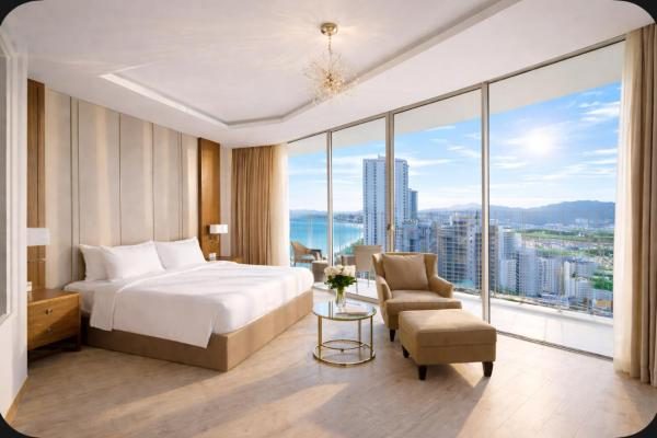 Phòng Deluxe Giường Đôi Nhìn Ra Biển Từ Phía Bên Cạnh